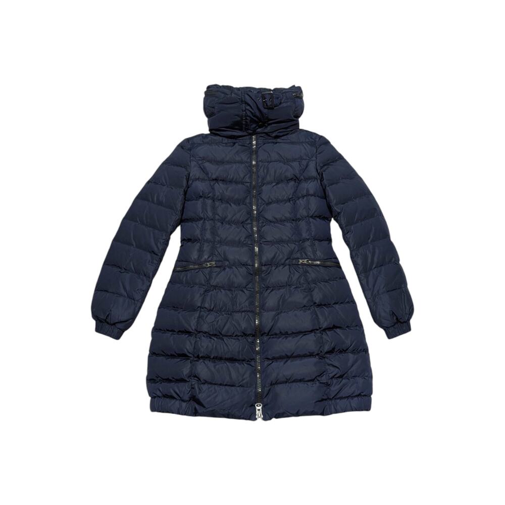 Happy Goat Lucky Down Puffer Coat Long Full Zip Belted Neckline Hooded Winter